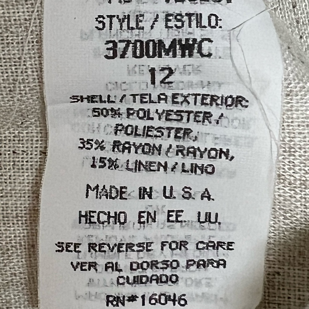 Radcliffe Vintage Beige Cotton Linen Blend Single Button Blazer Womens size 12 - Picture 5 of 6